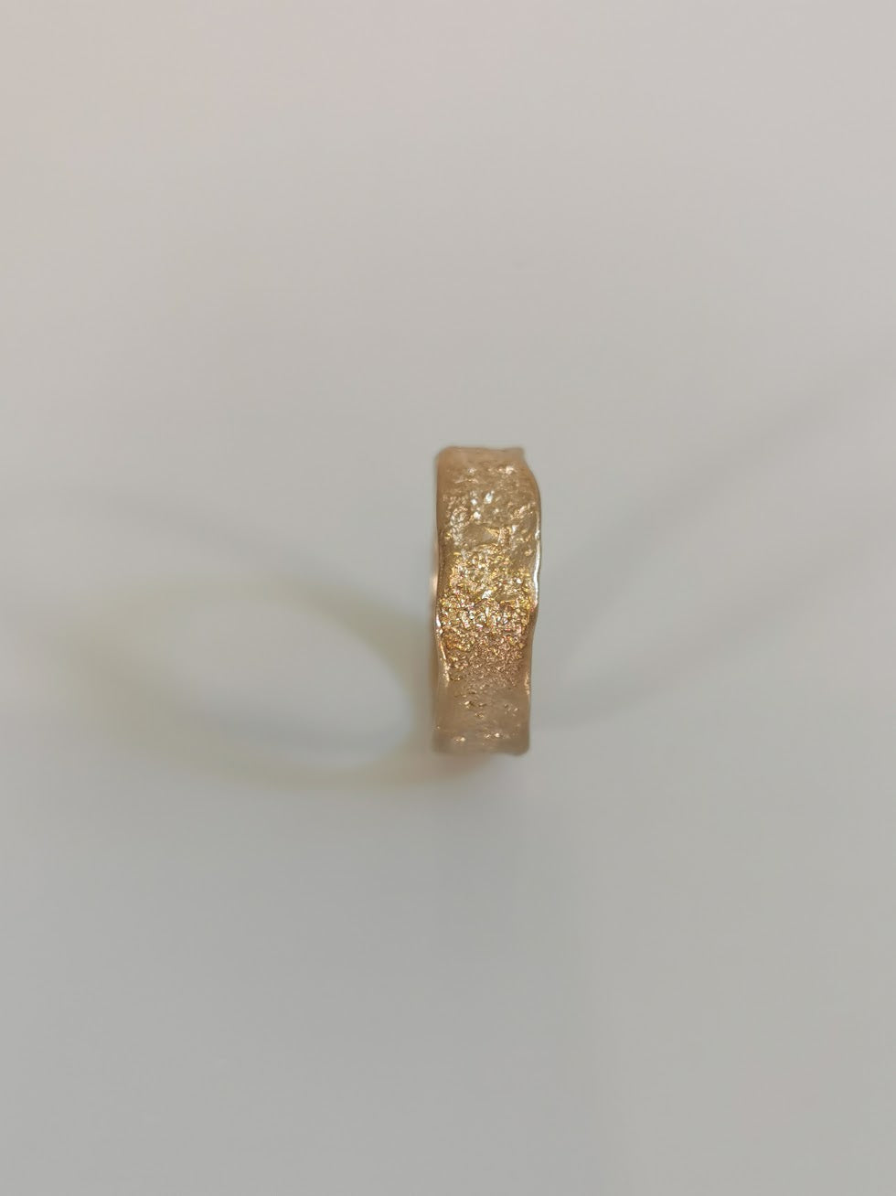 Organic Gold Wide Band Ring, Comfort Fit Hammered Wedding Band