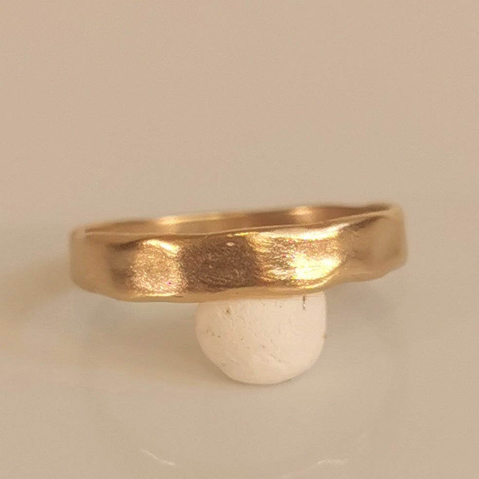 Tapered Solid Gold Organic Ring, Minimal Unisex Wedding Band