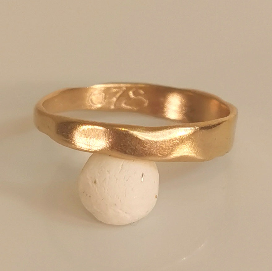 Tapered Solid Gold Organic Ring, Minimal Unisex Wedding Band