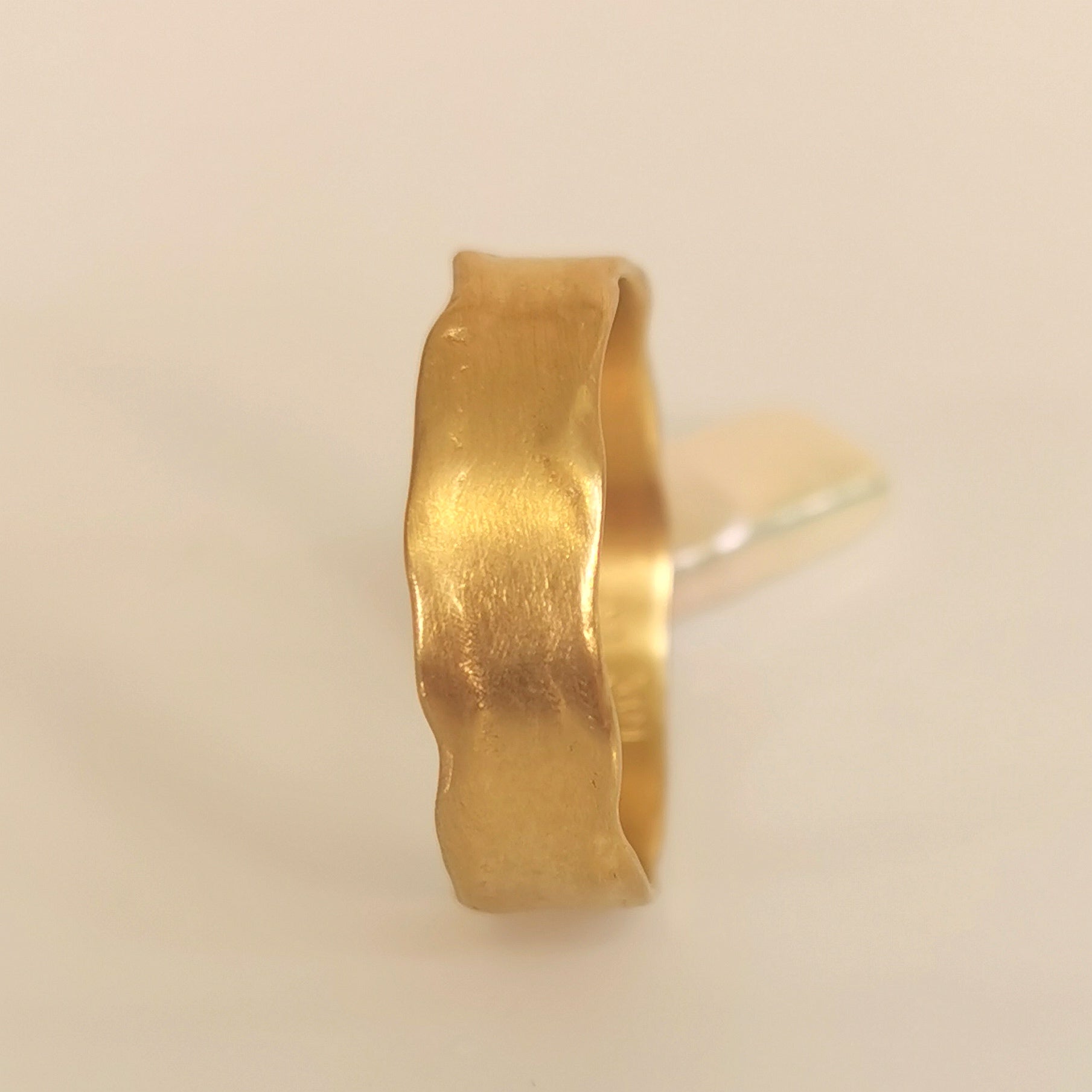 Organic Textured Gold Wedding Band – Minimalist Artisan Statement Ring
