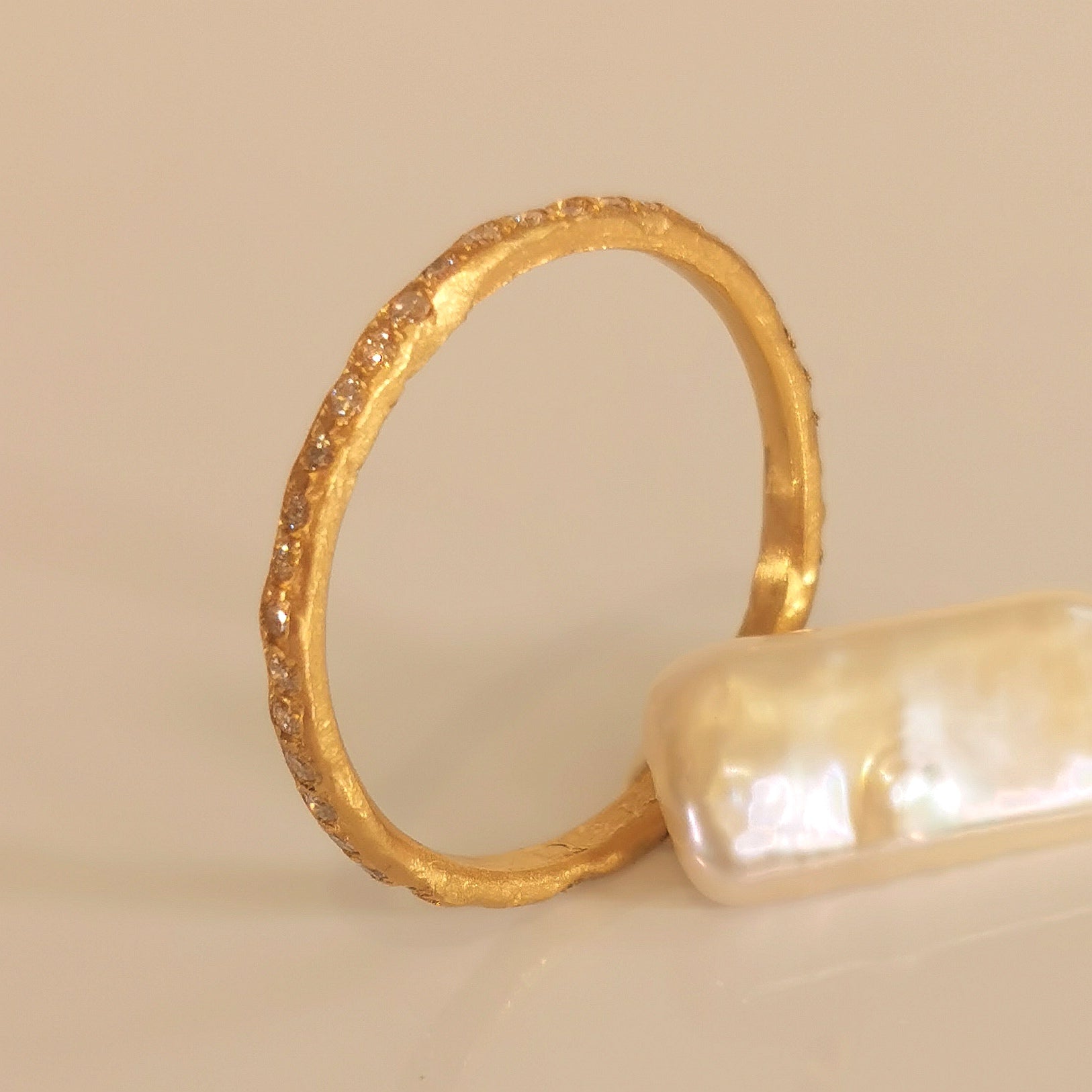 22k Gold Diamond Eternity Band, Unique Stackable Engagement Ring