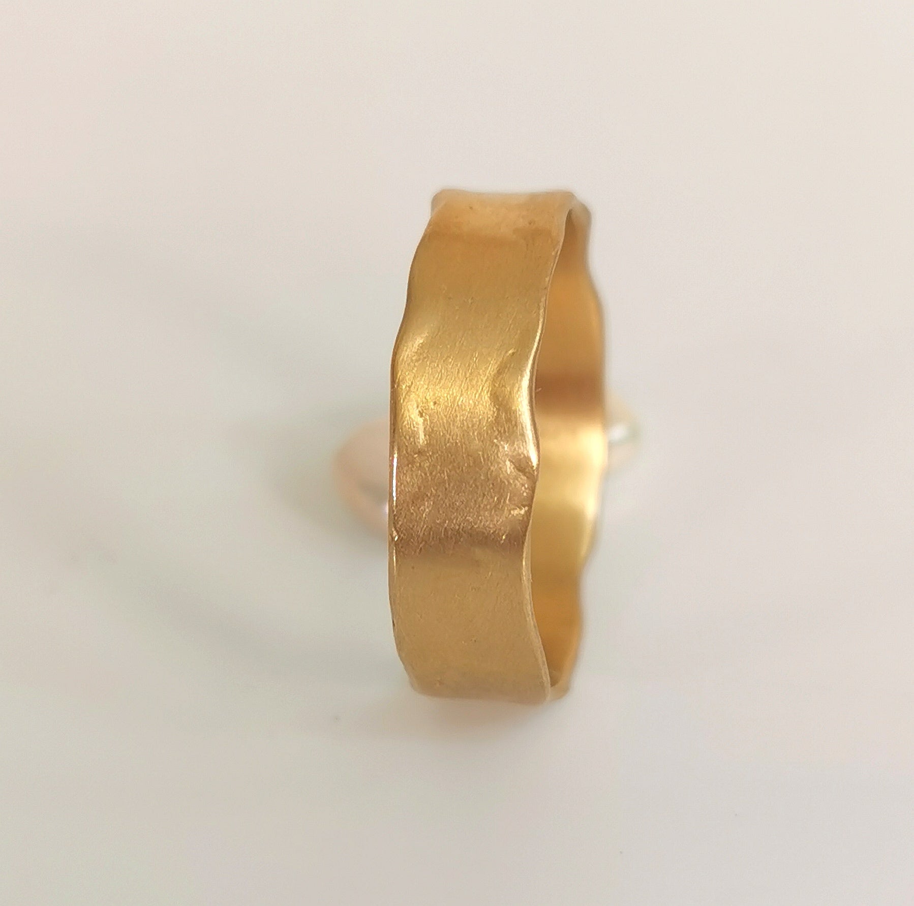 Organic Textured Gold Wedding Band – Minimalist Artisan Statement Ring