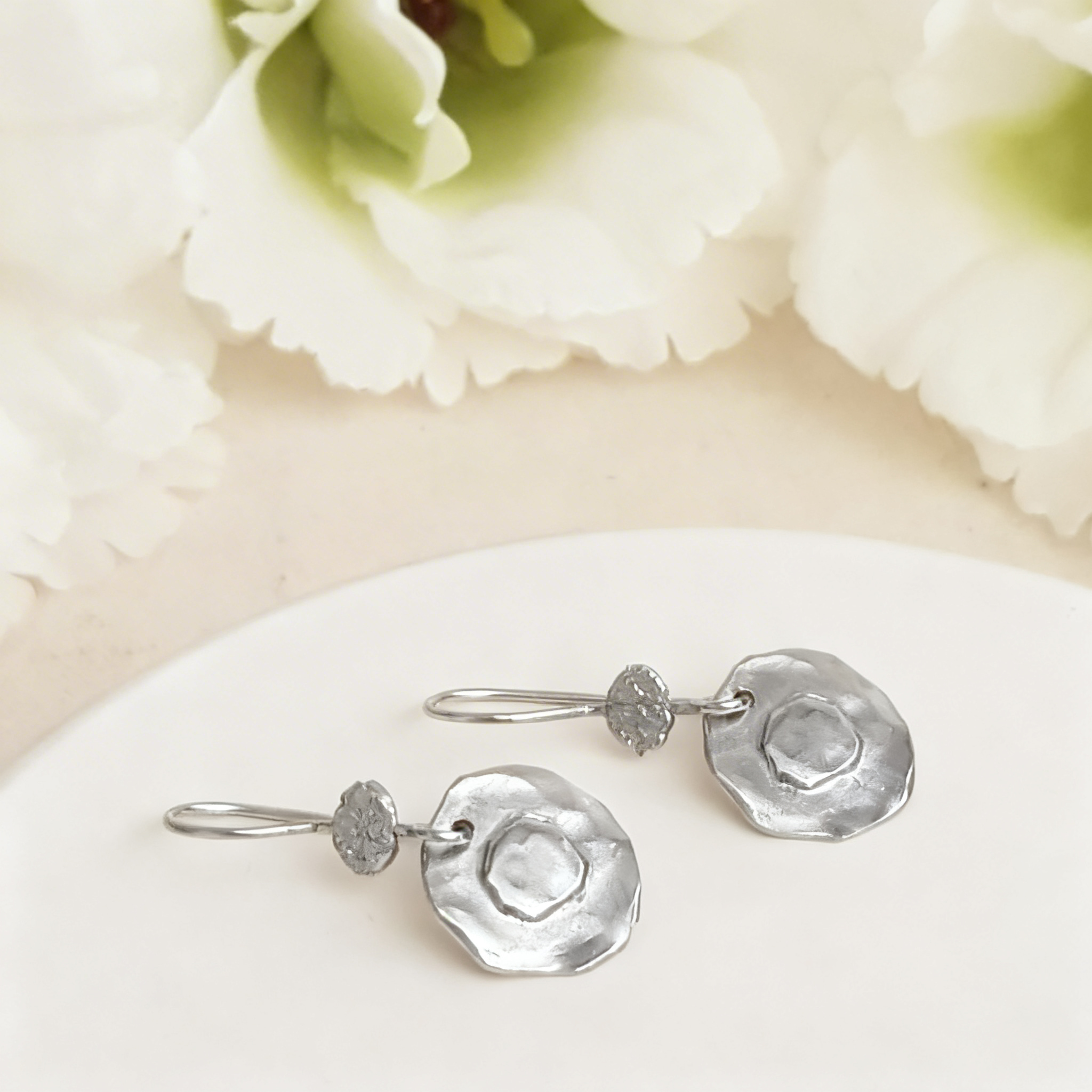 Silver Coin Dangle Drop Earrings, Ancient Antique Style  Jewelry