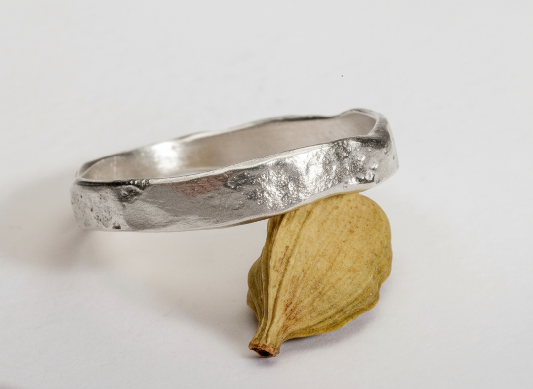 Sterling Silver Slim Minimalist Hammered Textured 3mm Ring