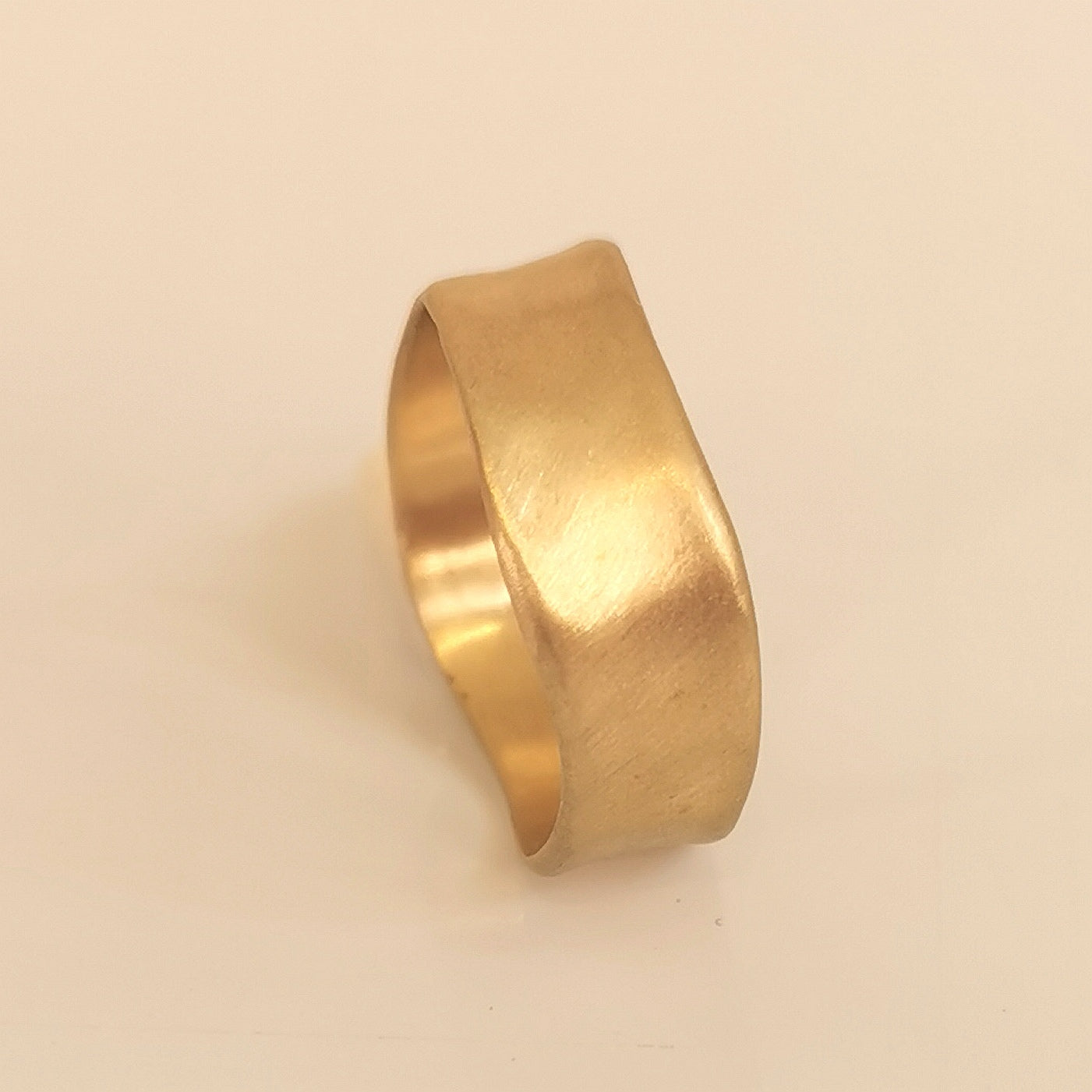Solid Gold Curved Wedding Band, Unique Unisex Stacking Ring