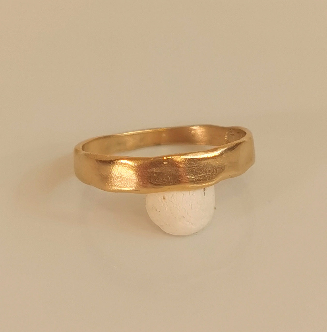 Tapered Solid Gold Organic Ring, Minimal Unisex Wedding Band