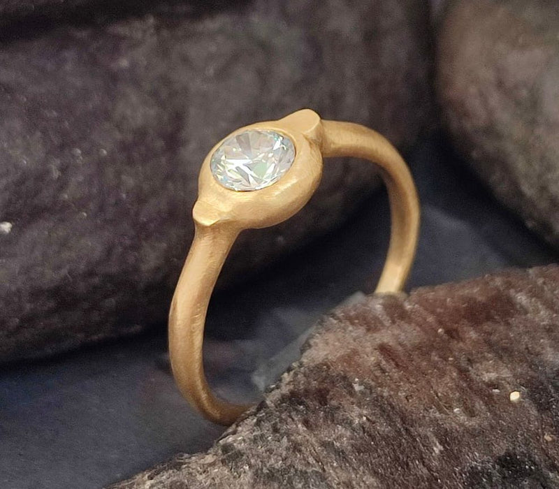 Half Carat Diamond Engagement Ring 18k Matte Gold-ZadokGold