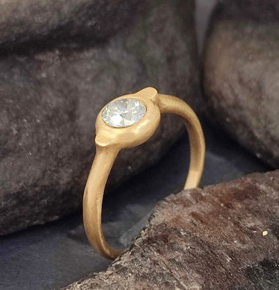 Half Carat Diamond Engagement Ring 18k Matte Gold-ZadokGold