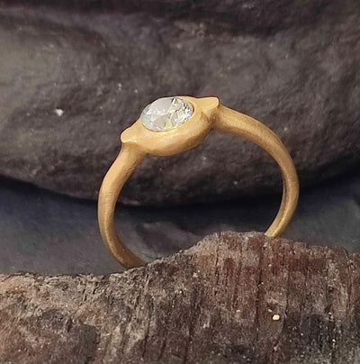 Half Carat Diamond Engagement Ring 18k Matte Gold-ZadokGold