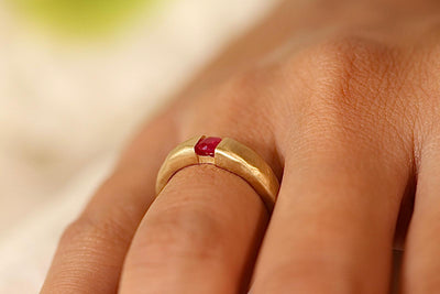 Burmese Red Ruby 18k Gold Gemstone Engagement Ring-ZadokGold