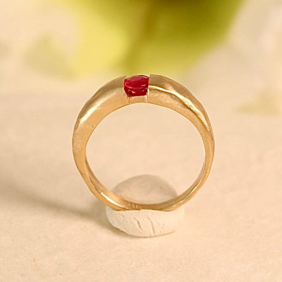 Burmese Red Ruby 18k Gold Gemstone Engagement Ring