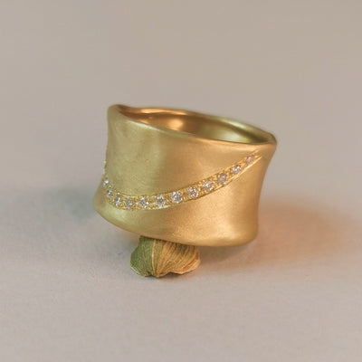 12mm wide matte gold ring 