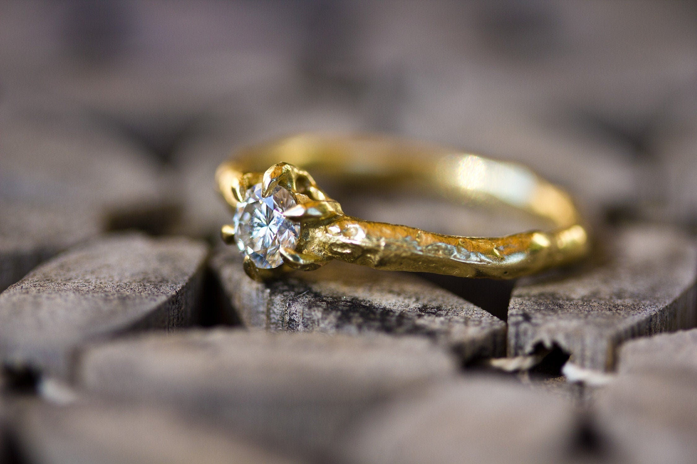 Antique Style Half Carat Diamond Engagement in 14k Yellow Gold