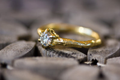 Antique Style Half Carat Diamond Engagement in 14k Yellow Gold-ZadokGold