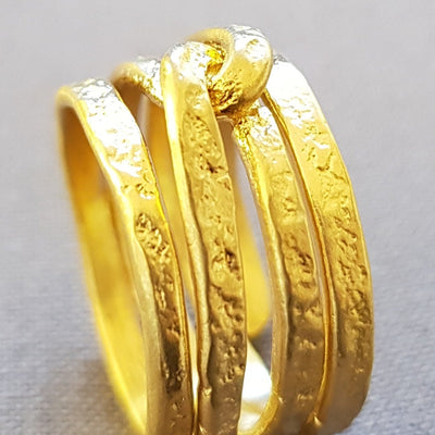 Gold hammered Wrap ring for women, Unique gold wedding band, Thumb Ring, Handcrafted Ring-ZadokGold