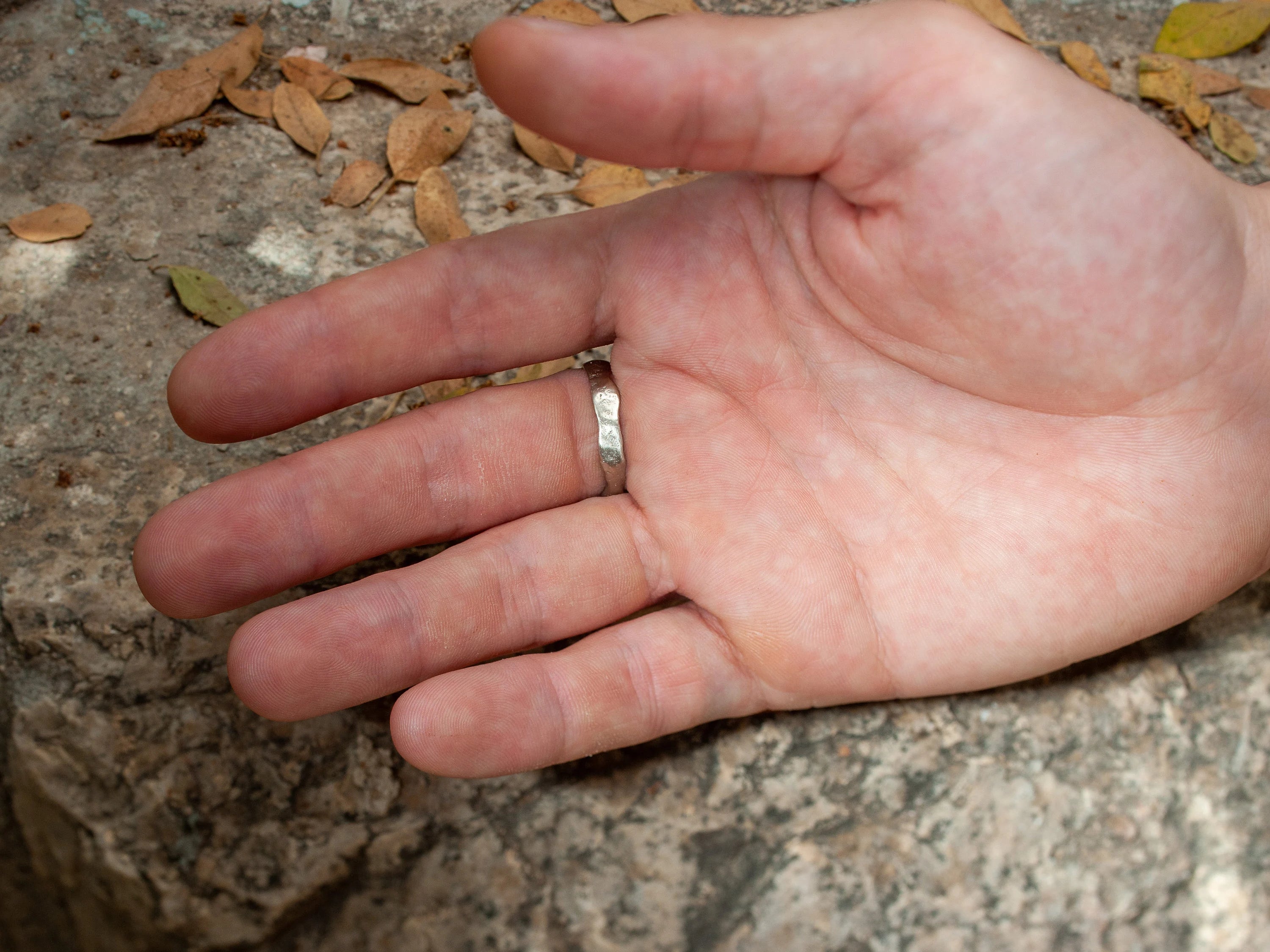 Hand Forged Carved Silver Wedding Band Ring