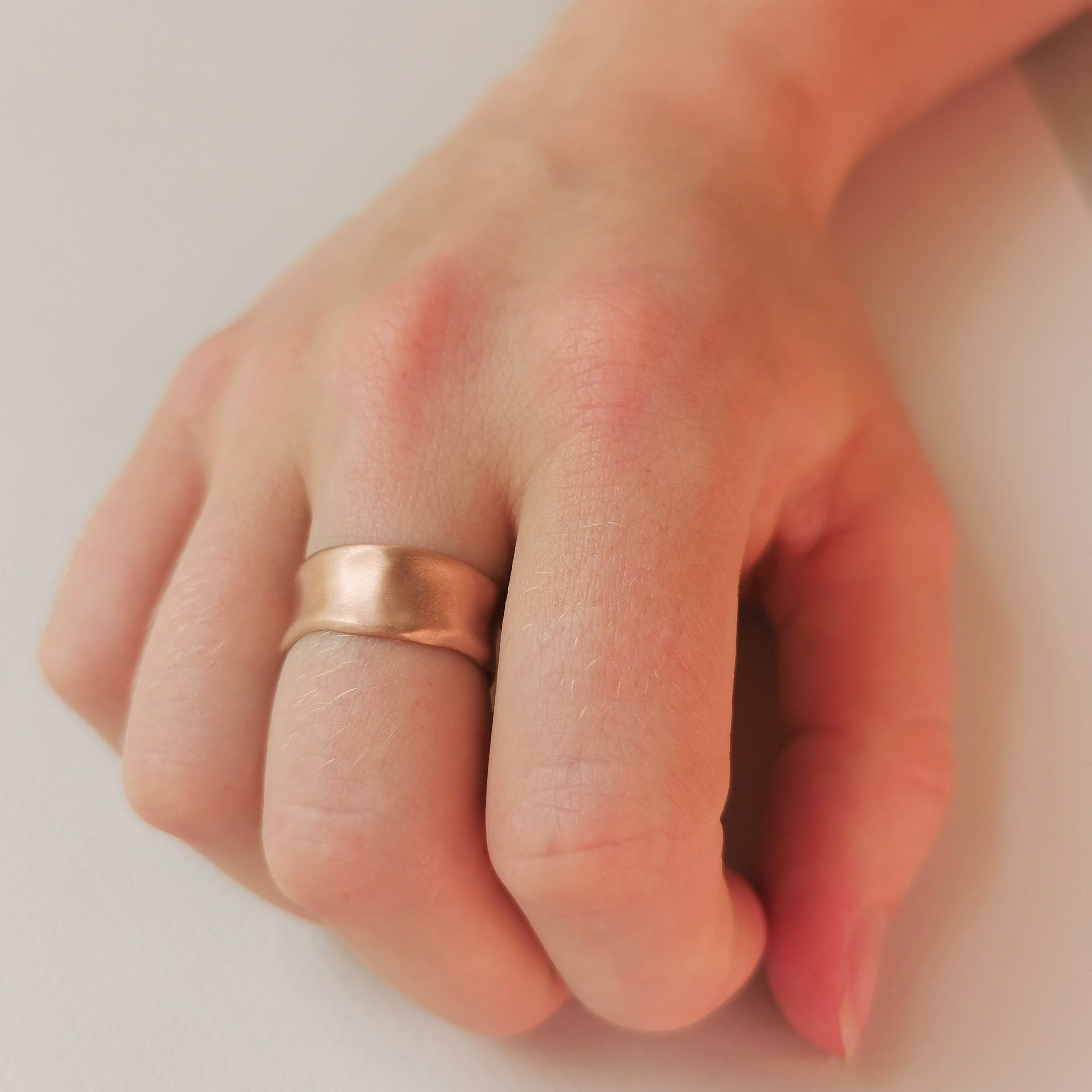 Classic Gold Wedding Band 9mm Wide Curved Edges