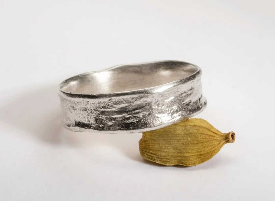 Sterling Silver Rustic Organic Hammered 5mm Wedding Band