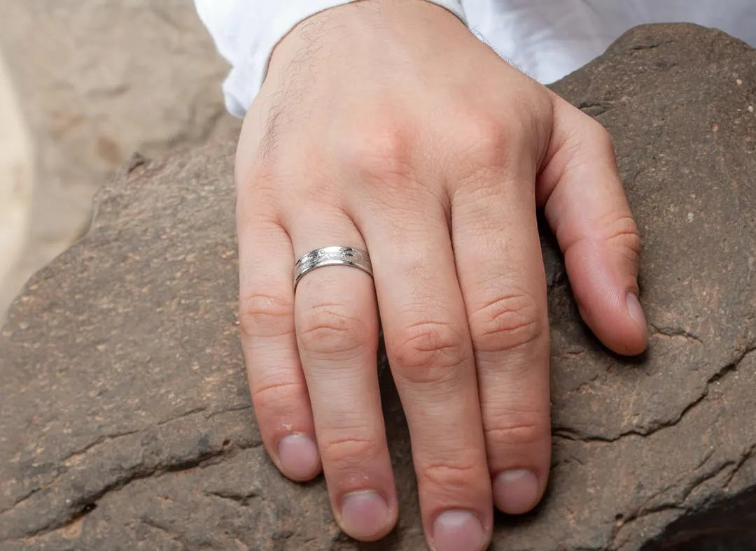 Rustic Organic Hammered 5mm Wedding Band silver