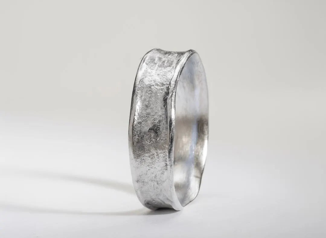 Sterling Silver Rustic Organic Hammered 5mm Wedding Band