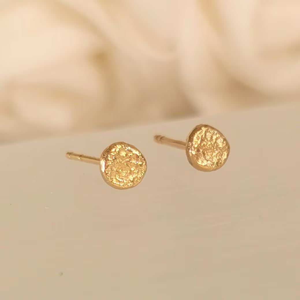 Tiny Textured Gold Stud Earrings