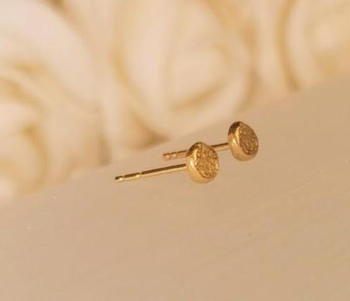 Tiny Textured Gold Stud Earrings