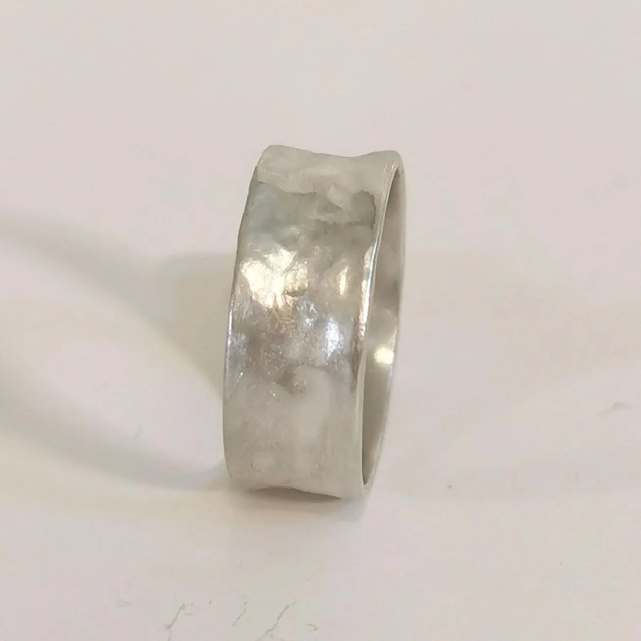 Hammered Sterling Silver Band, Statement Matte Finish Rin