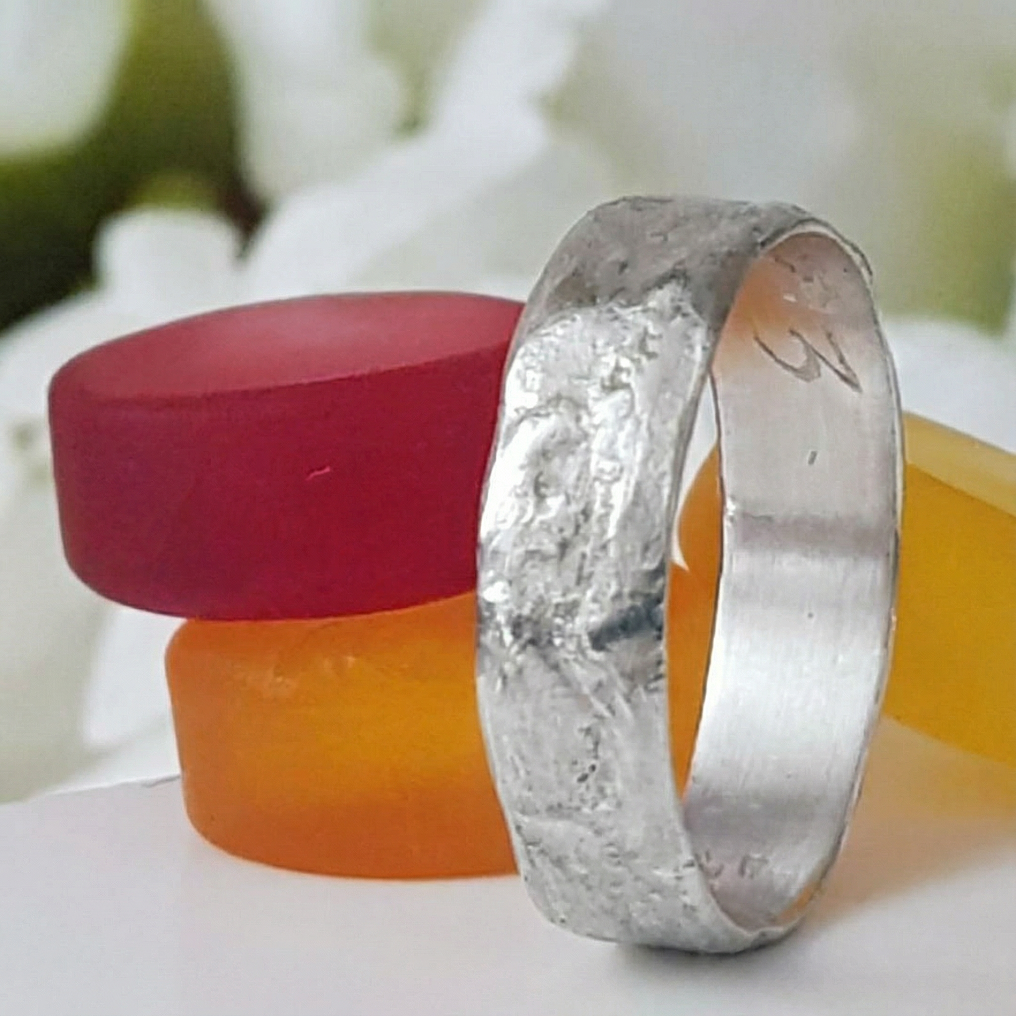 Handmade Sterling Silver Wide Band, Raw Textured Minimal Unisex Ring