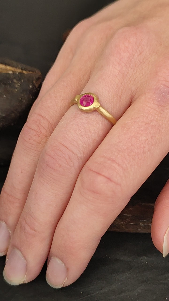 Dainty Red Ruby Gemstone Promise Ring in 14k Gold-ZadokGold