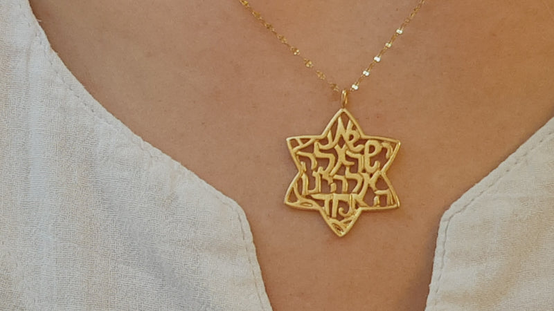 Star of David Pendant Necklace Gold Plated