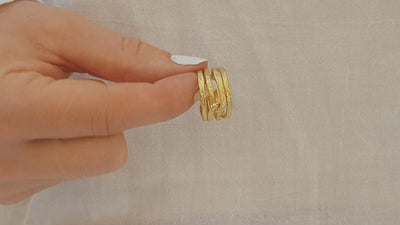 Wide Textured Gold Infinity Knot Ring 18k Gold Plated