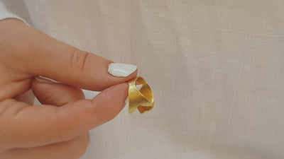 Adjustable Textured Gold Fish Ring 18k Gold Plated