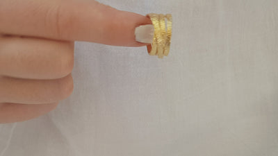 Wide Gold Highway Spiral Wrap Ring 18k Gold Plated Textured