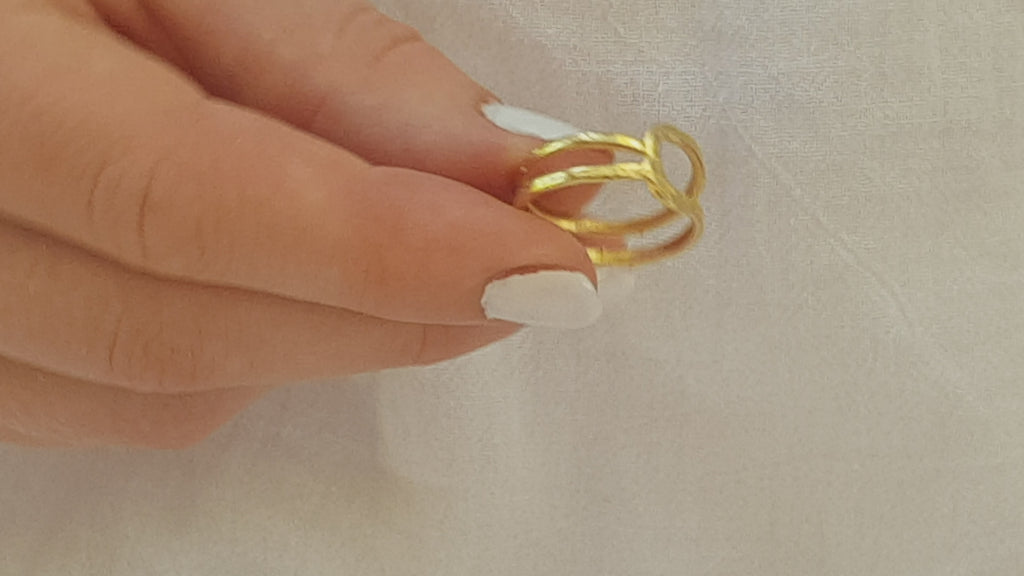 Geometric Textured Gold Ring 18k Gold plated-ZadokGold