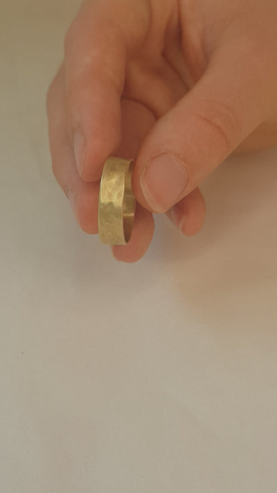 14k Yellow / Rose Gold Wedding Band Soft Hammered Gold Finish