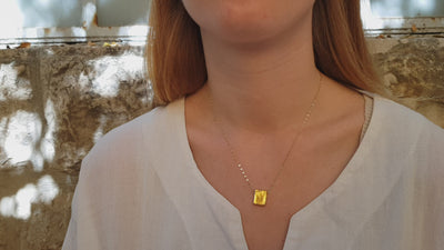 square gold pendant necklace