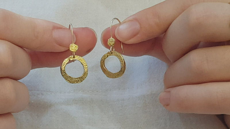 Geometric Gold Circle Dangle Earrings Gold Plated