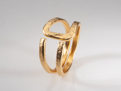 Geometric Textured Gold Ring 18k Gold plated-ZadokGold