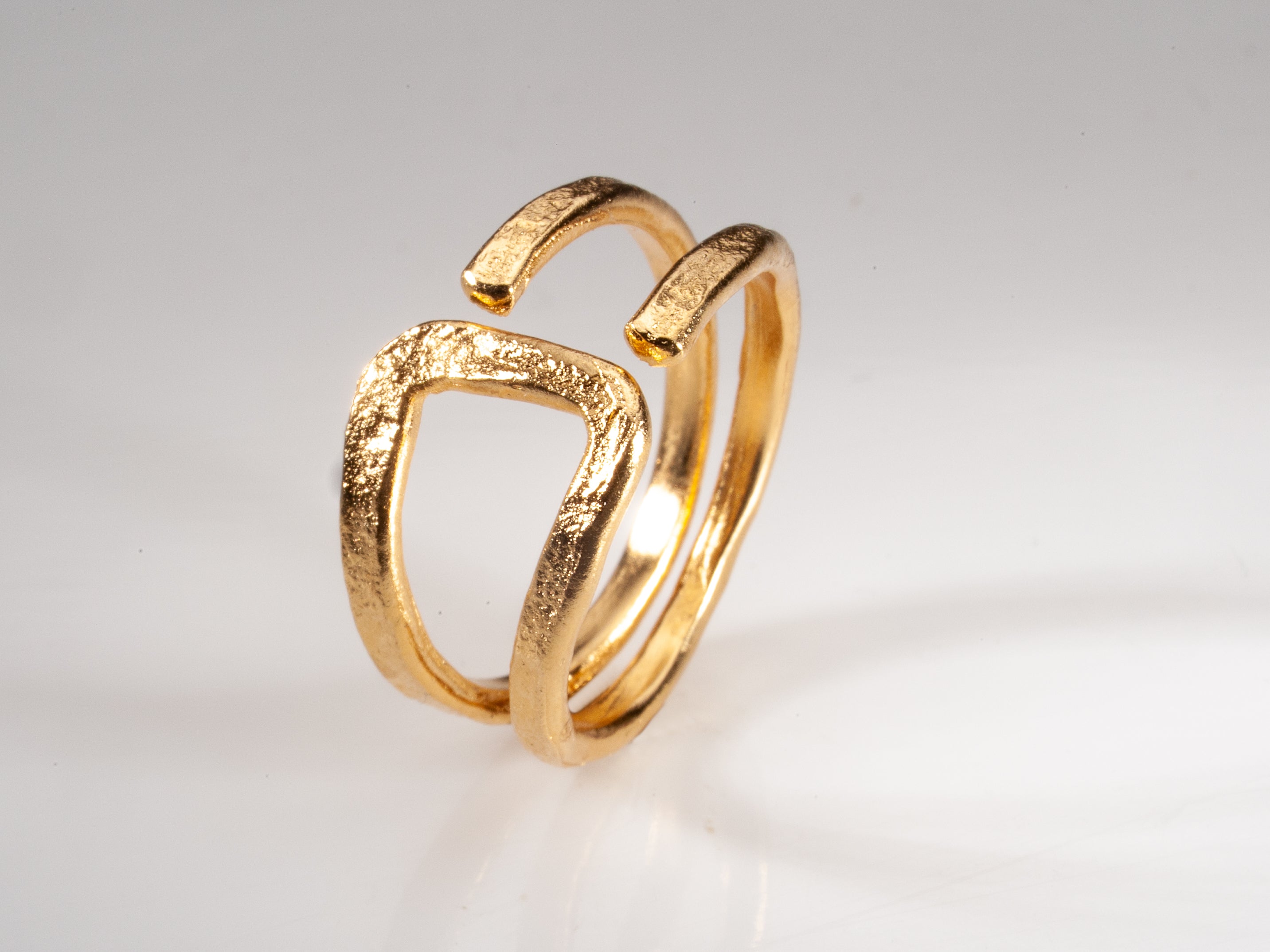 Geometric Textured Gold Ring 18k Gold plated