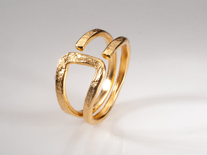 Geometric Textured Gold Ring 18k Gold plated-ZadokGold