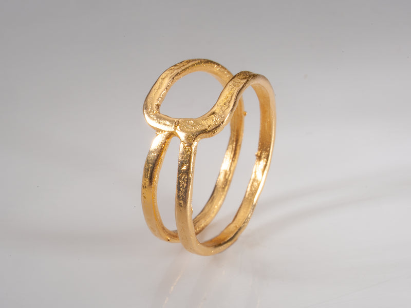 Geometric Textured Gold Ring 18k Gold plated-ZadokGold