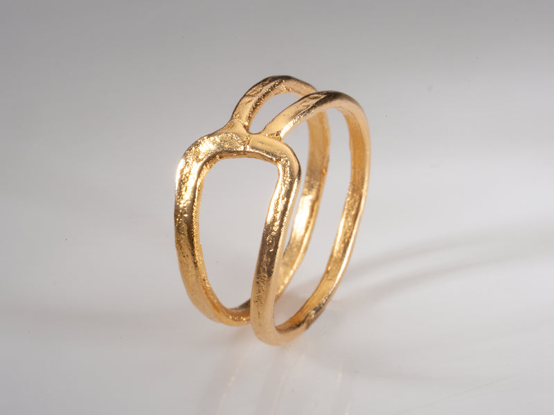 Geometric Textured Gold Ring 18k Gold plated-ZadokGold