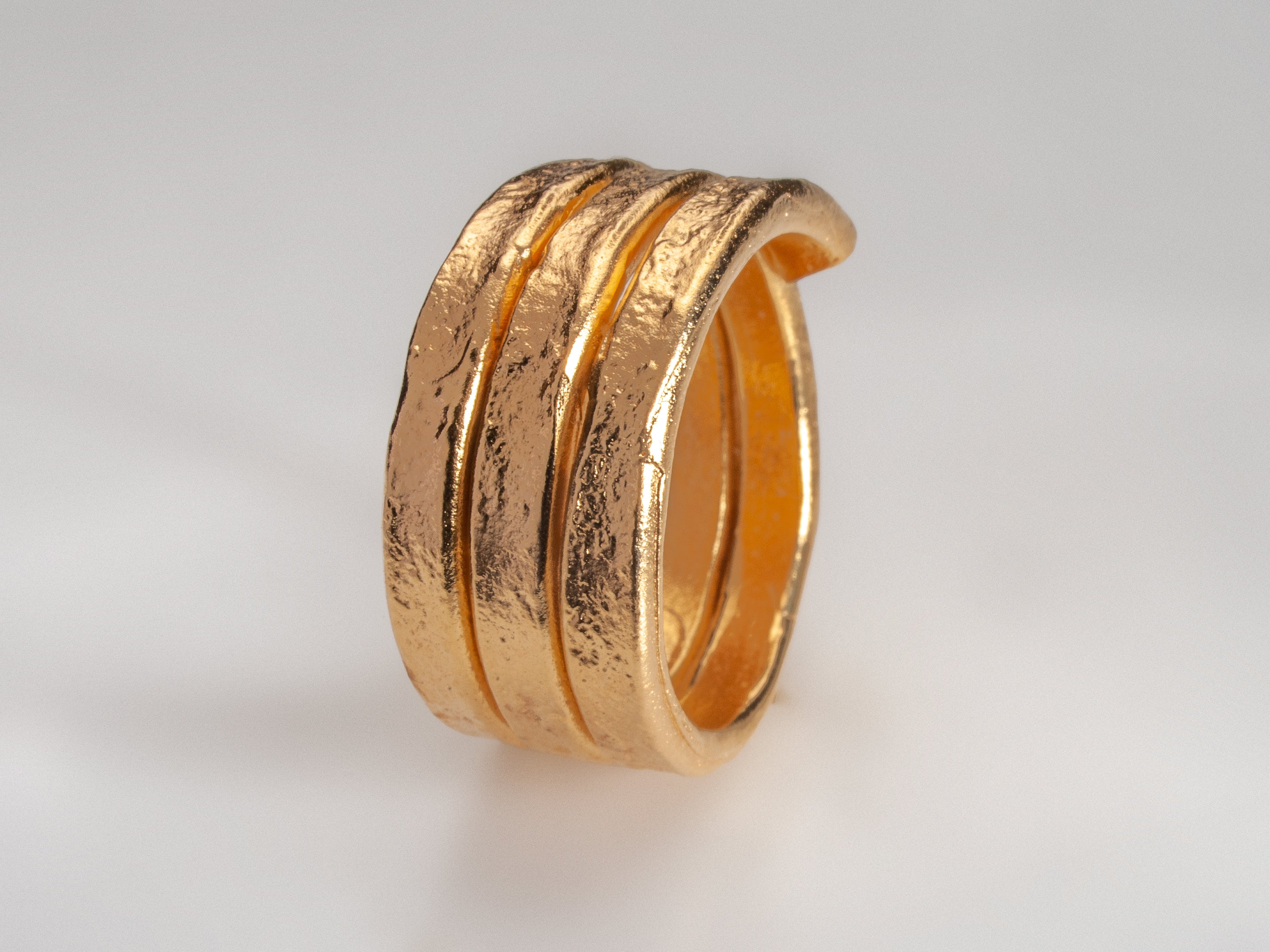 18K Gold Plated Coil Wrap Ring Textured Gold