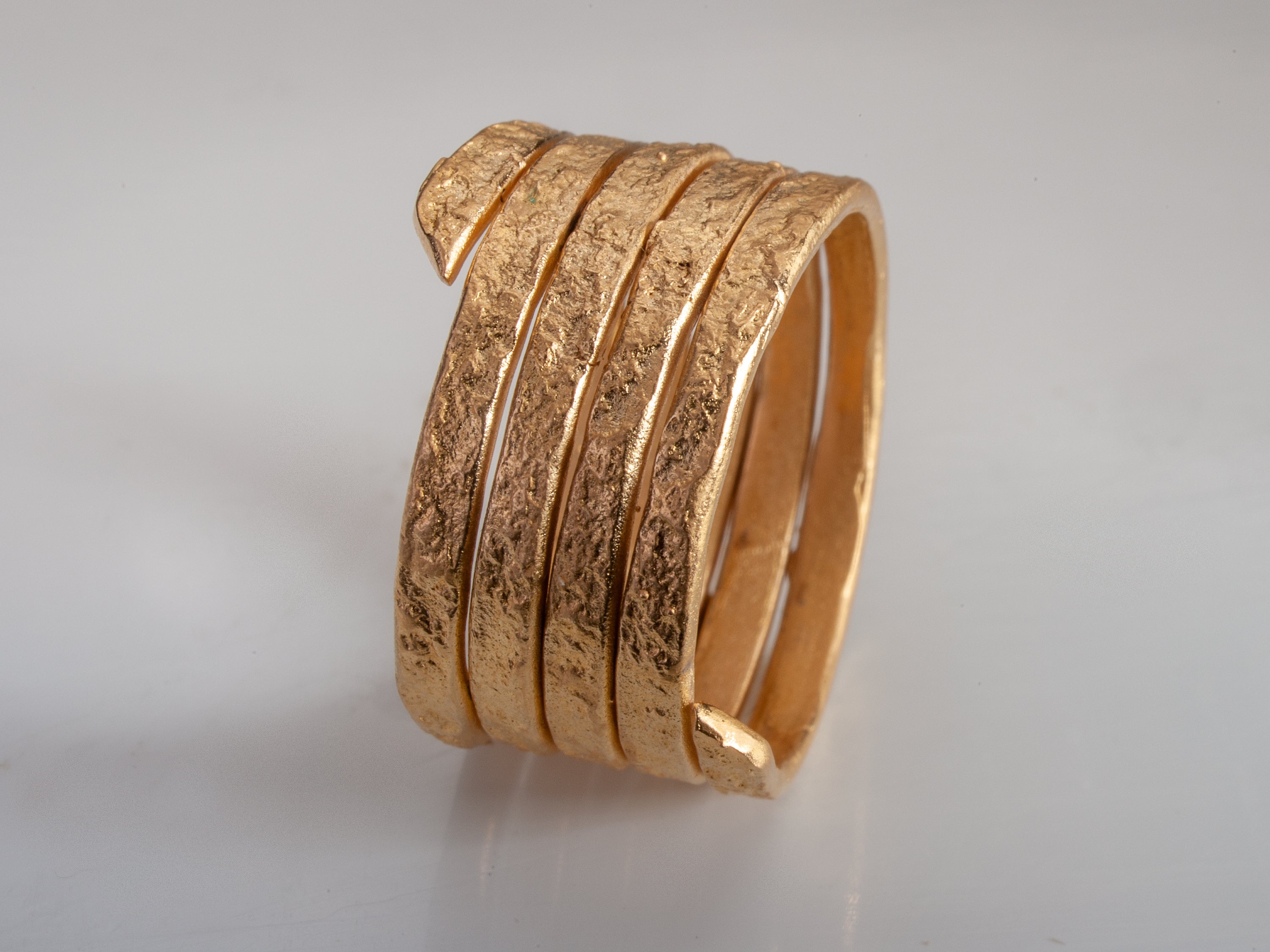 12mm Wide Spiral Wrap Ring 18K Gold Plated-ZadokGold