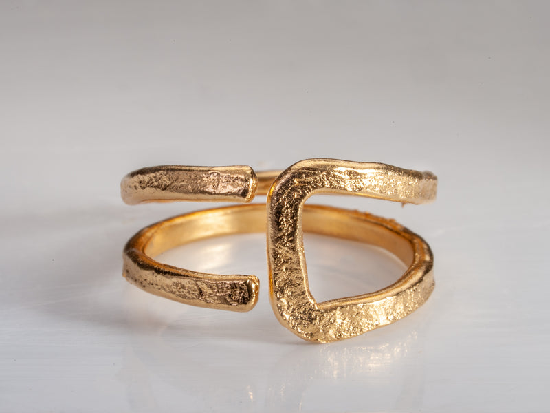 Geometric Textured Gold Ring 18k Gold plated-ZadokGold