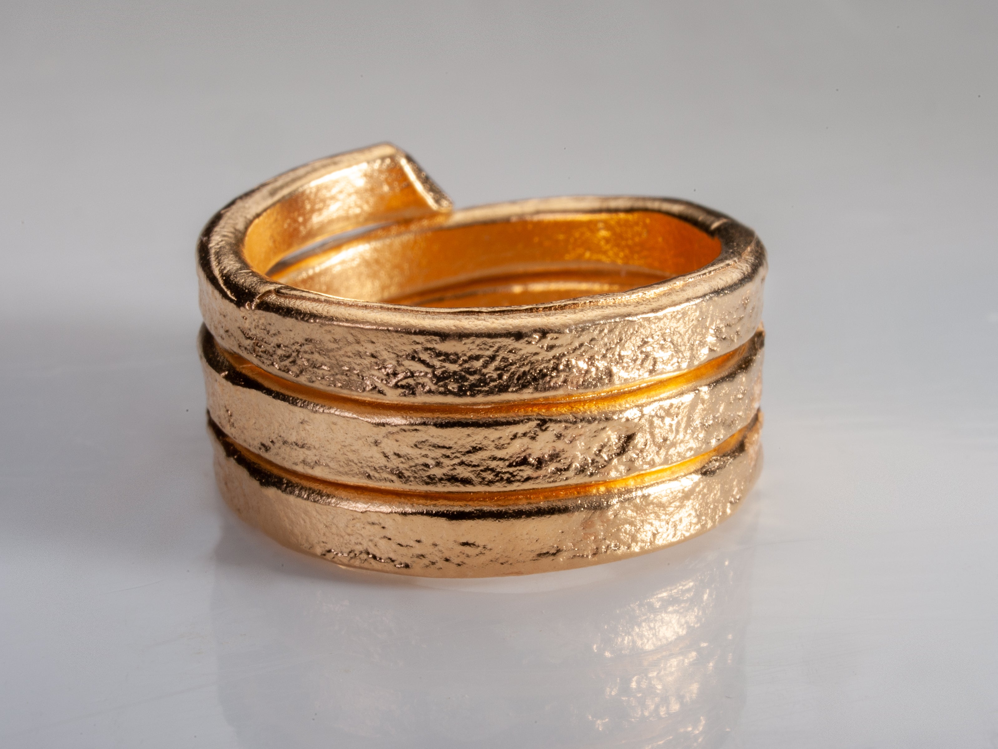 18K Gold Plated Coil Wrap Ring Textured Gold