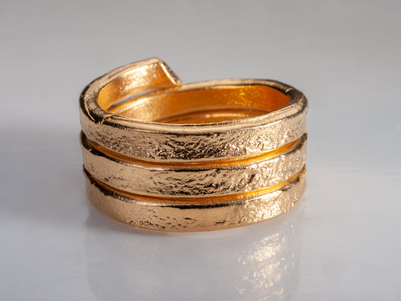 18K Gold Plated Coil Wrap Ring Textured Gold-ZadokGold