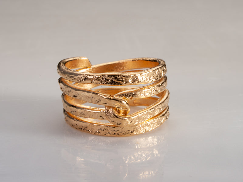 wide textured gold ring