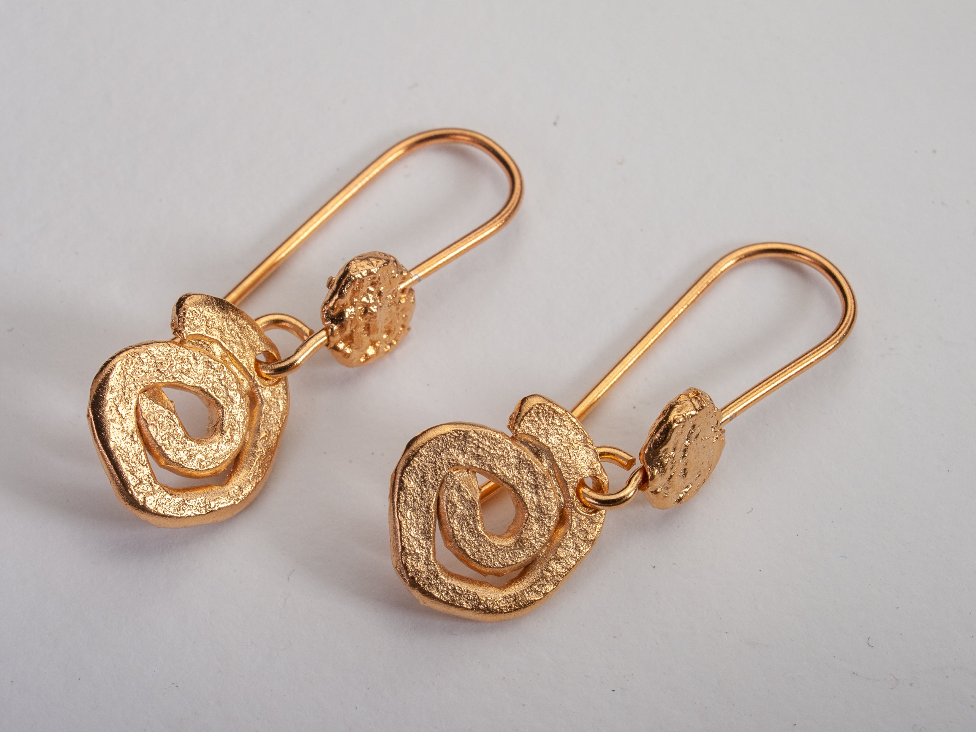 Textured Gold Spiral Gold Plated Earrings