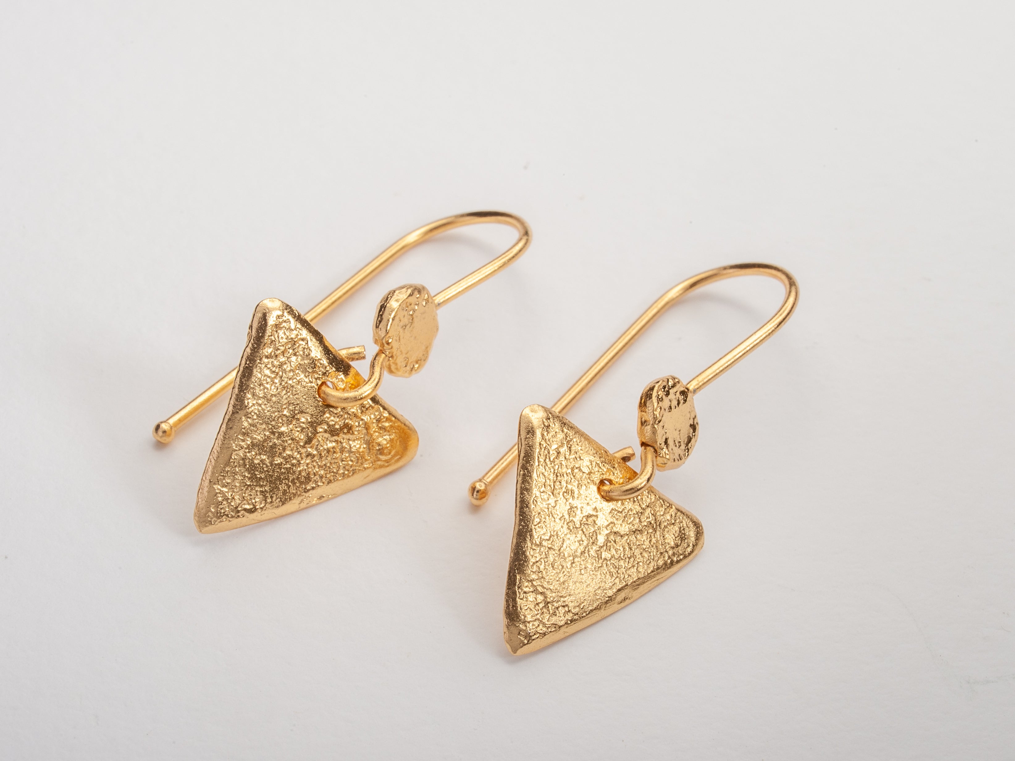 Minimalist Triangle Earrings Textured Gold Plated